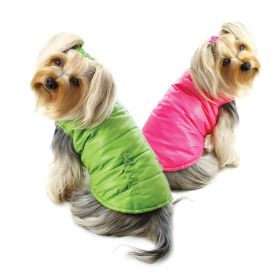Reversible Parka Vest with Ruffle Trims (size: Lime/Pink)